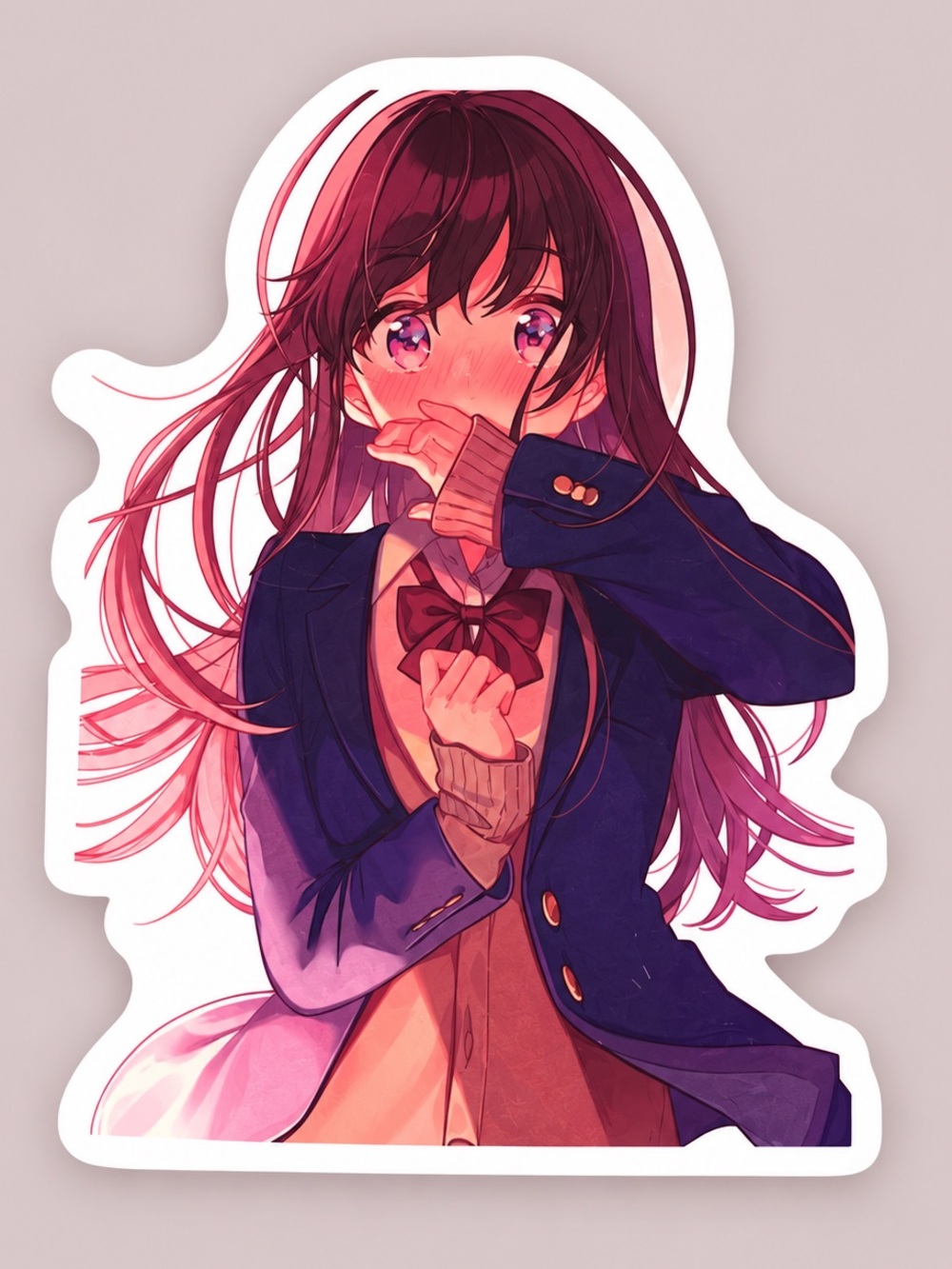 Shigure Ui 37°C Blushing Schoolgirl Anime Vinyl Sticker